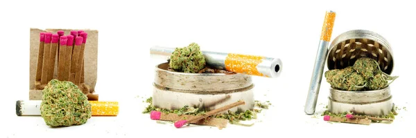 Konzeptionelle Zusammensetzung Von Marihuana Isoliert Auf Weißem Hintergrund — Stockfoto