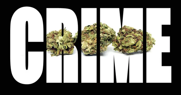 Crime Inscription Marijuana Black Background — Stock Photo, Image