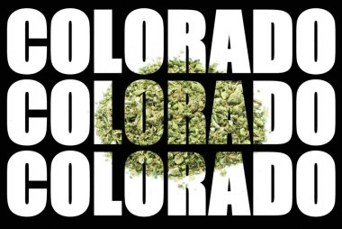 Colorado metni ve marihuana içeren kavramsal poster