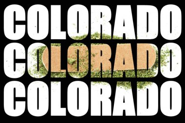 Colorado metni ve marihuana içeren kavramsal poster