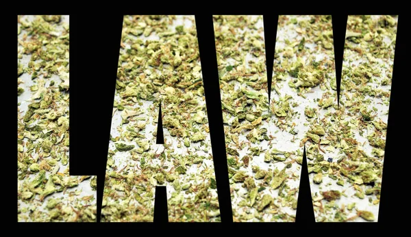 Lag Inskription Med Marijuana Inuti Svart Bakgrund — Stockfoto