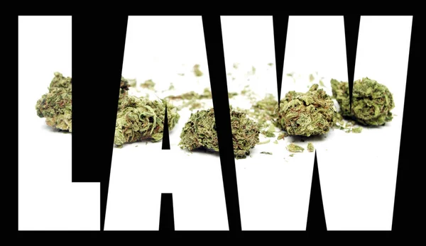 Prawo Napis Marihuaną Wewnątrz Czarnym Tle — Zdjęcie stockowe