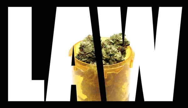 Nápis Zákon Marihuanou Uvnitř Černém Pozadí — Stock fotografie