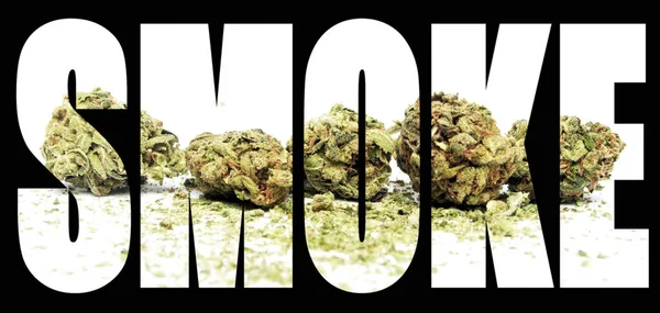 Smoke Inscription Marijuana Black Background — Stock Photo, Image