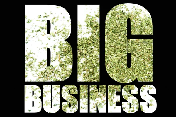 Big Business Inscription Avec Marijuana Intérieur Sur Fond Noir — Photo