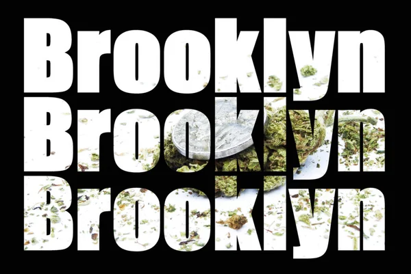 Brooklyn Text Cannabis Pots Background — Stock Photo, Image