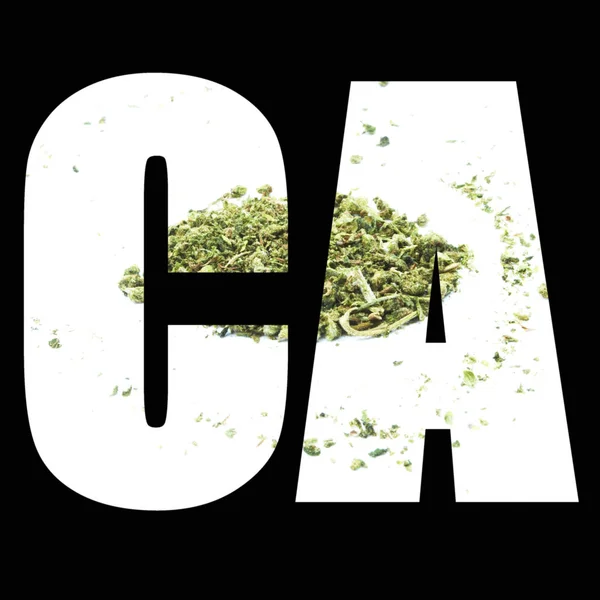 Lettres Avec Cannabis Sur Fond Noir — Photo