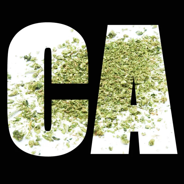 Bokstäver Med Cannabis Svart Bakgrund — Stockfoto