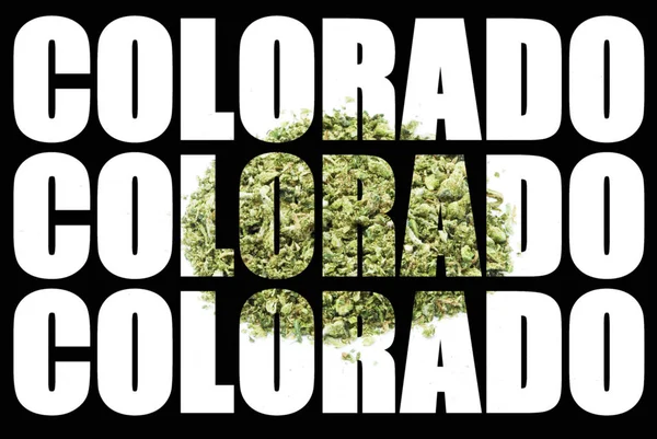 Cartaz Conceitual Com Texto Colorado Maconha — Fotografia de Stock