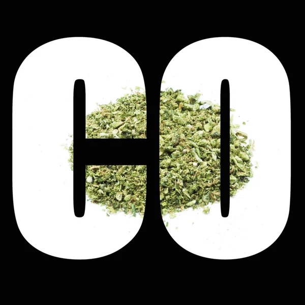 Lettres Avec Cannabis Sur Fond Noir — Photo