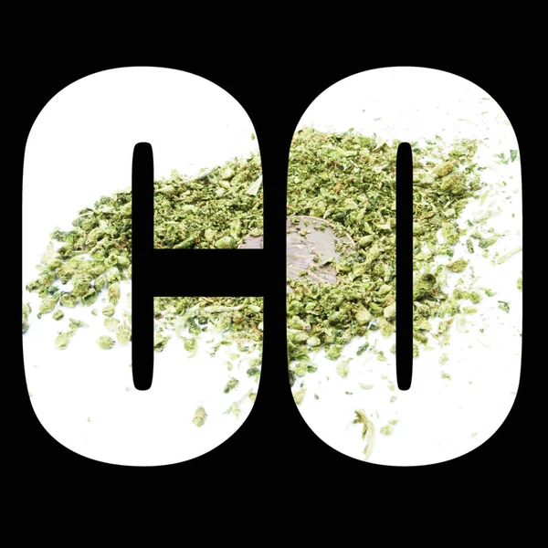 Lettres Avec Cannabis Sur Fond Noir — Photo