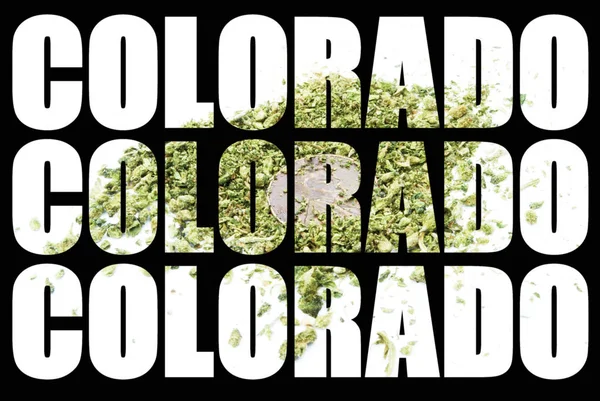 Colorado Text Med Torkad Grund Cannabis Bakgrunden — Stockfoto