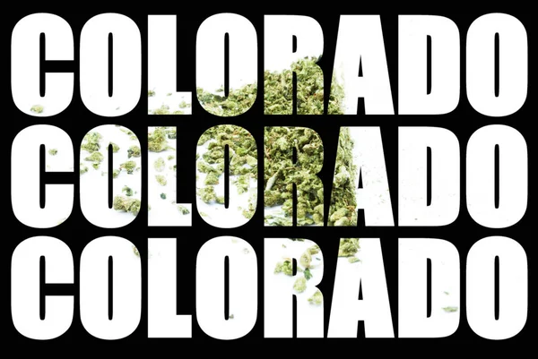 Colorado Szöveg Szárított Őrölt Cannabis Háttér — Stock Fotó