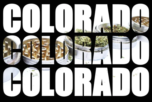 背景为大麻的科罗拉多文本模式 — 图库照片