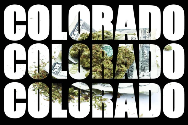 Conceptuele Poster Met Colorado Tekst Marihuana — Stockfoto