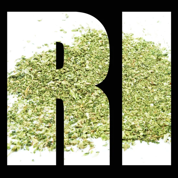 Text Med Grund Cannabis Svart Bakgrund — Stockfoto