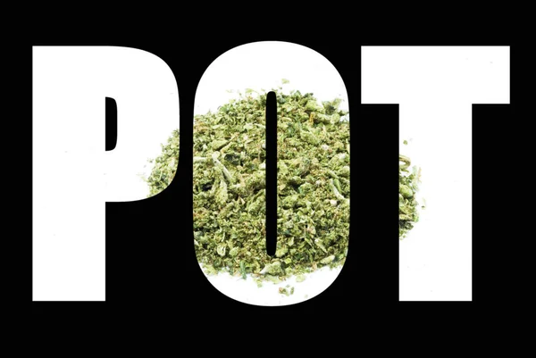 Poster Konseptual Dengan Teks Pot Dan Ganja — Stok Foto