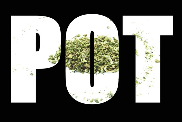 Poster Konseptual Dengan Teks Pot Dan Ganja — Stok Foto