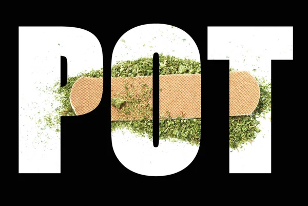 Cartel Conceptual Con Texto Pot Marihuana — Foto de Stock