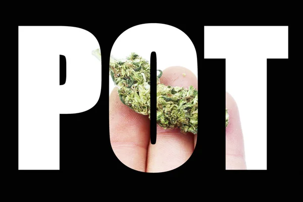 Konceptuell Affisch Med Pottext Och Marijuana — Stockfoto