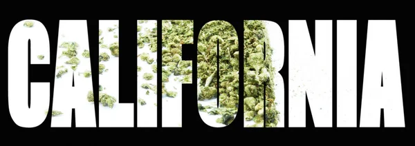 Kalifornský Text Mletou Marihuanou — Stock fotografie