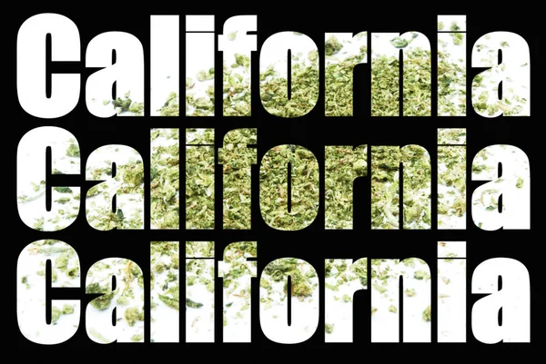 Εννοιολογική Αφίσα Κείμενο Της Καλιφόρνια Και Κάνναβης — Φωτογραφία Αρχείου