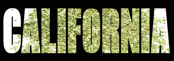 Californische Tekst Met Gemalen Marihuana — Stockfoto