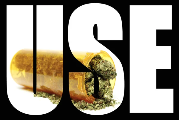 Cartel Conceptual Con Texto Uso Marihuana Segundo Plano — Foto de Stock