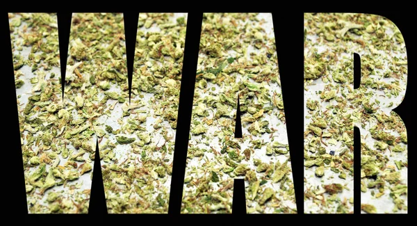 War Inscription Marijuana Black Background — Stock Photo, Image