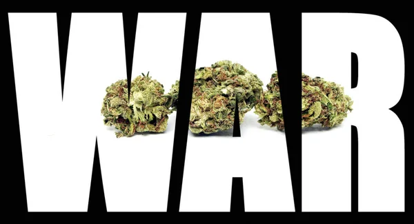 War Inscription Marijuana Black Background — Stock Photo, Image