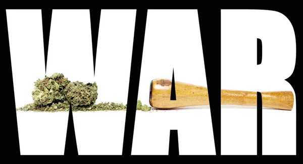War Inscription Marijuana Black Background — Stock Photo, Image