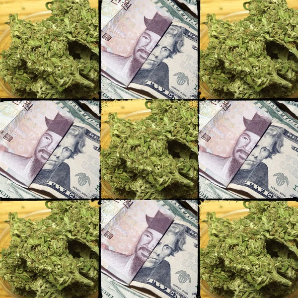 Bezproblémové Pozadí Marihuany Peněz — Stock fotografie