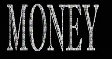 Siyah arkaplan üzerine para metni