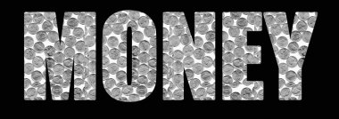 Siyah arkaplan üzerine para metni