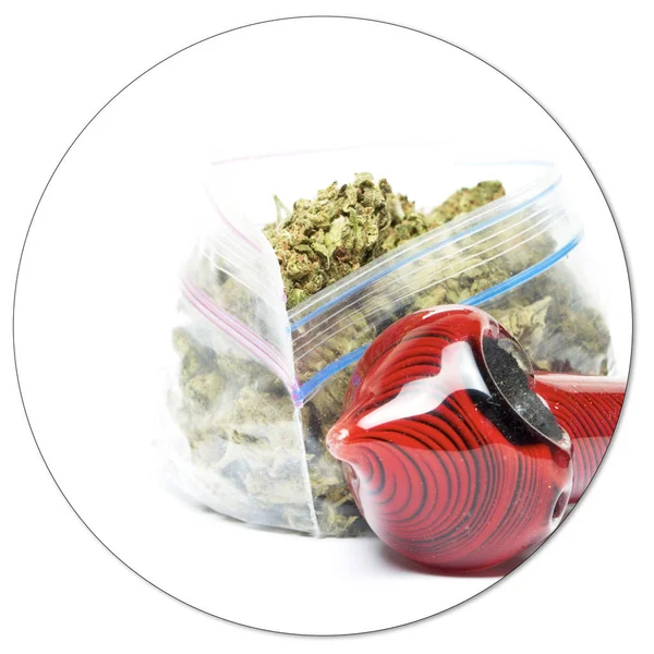 Conceptual Composition Marijuana Isolated White Background — Stock Photo, Image