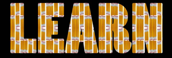 Word Learn Made Pencils Isolated Black Background Education Concept — Stock Photo, Image