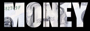 Siyah arkaplan üzerine para metni