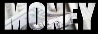 Siyah arkaplan ve dolar banknotlu para posteri