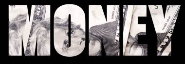 Siyah arkaplan üzerine para metni