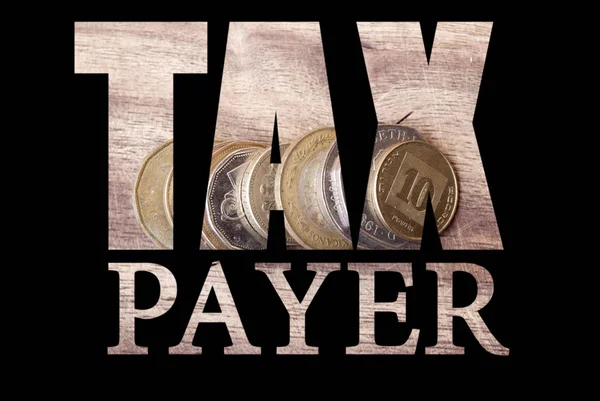 Tax Payer Tekst Zwarte Achtergrond Met Geld — Stockfoto