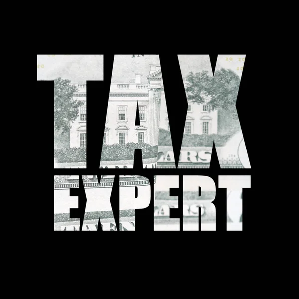 Податковий Експерт Чорному Тлі Грошима — стокове фото