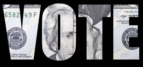 Vote Inscription Money Black Background — Stock Photo, Image