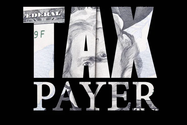 Cartel Con Letras Tax Payer Sobre Fondo Negro Con Dinero — Foto de Stock