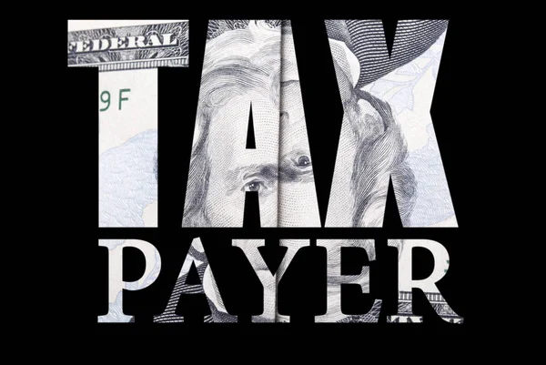 Poster Con Scritte Tax Payer Sfondo Nero Con Denaro — Foto Stock