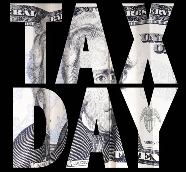 Tax Day Texte Sur Fond Noir Avec Argent — Photo