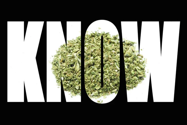 Ken Woord Marihuana Zwarte Achtergrond — Stockfoto