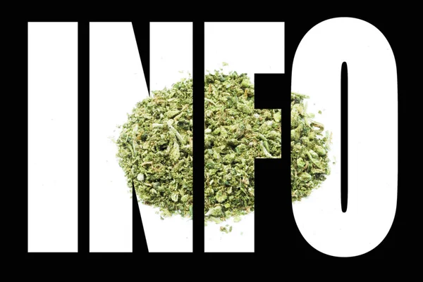 Parola Info Marijuana Sfondo Nero — Foto Stock