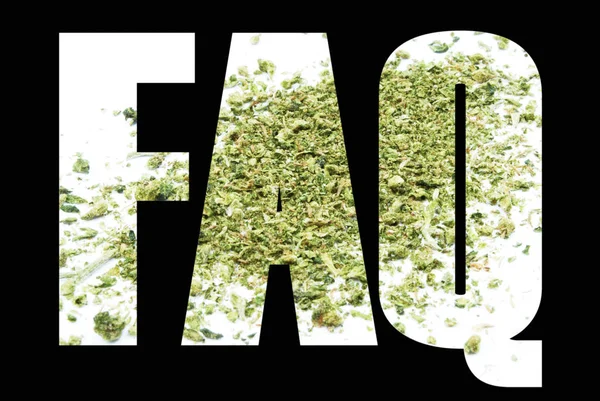 Faq Word Marihuana Zwarte Achtergrond — Stockfoto