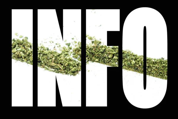 Palabra Info Marihuana Sobre Fondo Negro — Foto de Stock