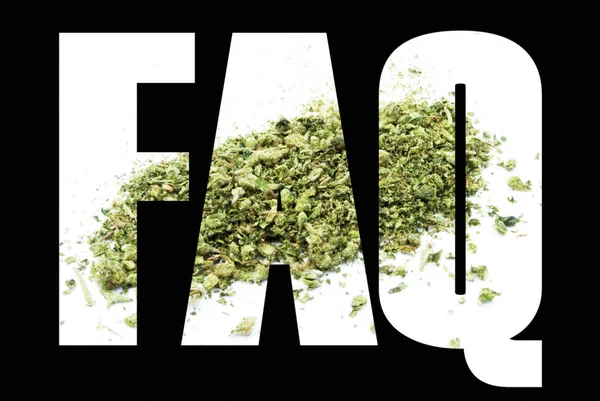 Faq Parola Marijuana Sfondo Nero — Foto Stock